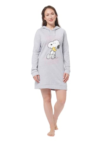 Snoopy The Peanuts Snoopy Sweatkleid Oversize Hoodie Kapuzenpullover lang in grau