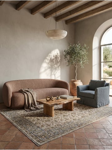 KADIMA DESIGN Teppich Kurzflor Strapazierfähig ADUR Vintage Wohnzimmer in Erdtöne-Grün