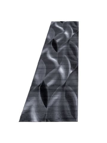KADIMA DESIGN Teppich Kurzflor Waschbar Wellen INN Strapazierfähig OEKO-TEX in Schwarz