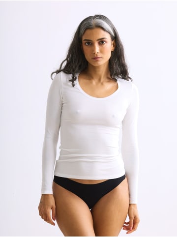 Erlich Textil  Light Touch tiefausgeschnittenes Langarmshirt aus Lyocell - seidig weich in ecru