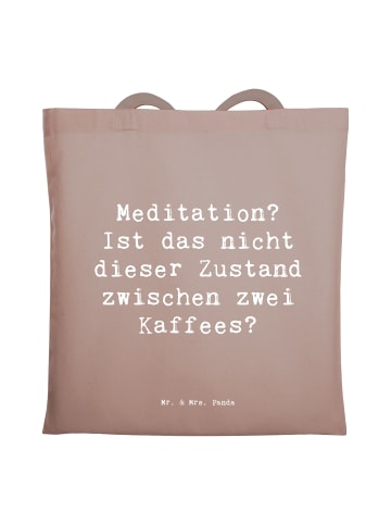 Mr. & Mrs. Panda Tragetasche Spruch Innere Ruhe Kaffee mit Spruch in Braun Pastell