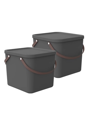 Rotho 2er-Set Aufbewahrungsbox 40l mit Deckel in Anthrazit