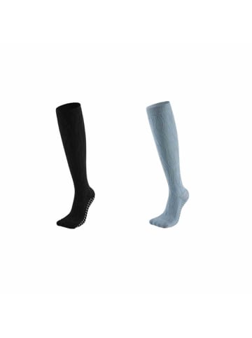 MUNADUNA 2er-Pack Kompressions-Yoga-Socken mit dezentem Muster - Anti-Rutsch-Farb-Mix