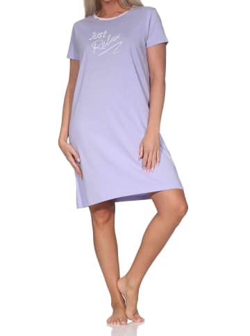 NORMANN Nachthemd kurzarm Frontprint in lila