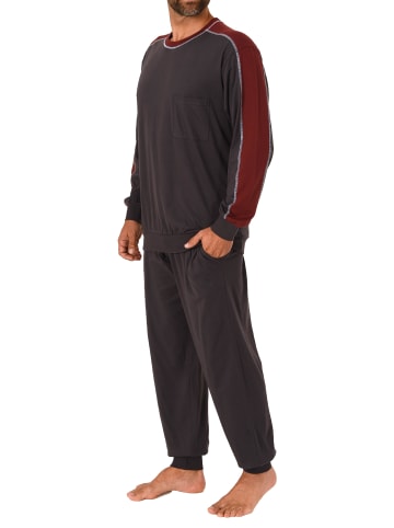 NORMANN langarm Pyjama Schlafanzug Bündchen - 68213 in dunkelgrau