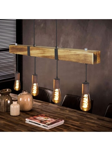 ZMH Pendelleuchte 4-flammige E27 in shwarz Holz Vintage B 80CM