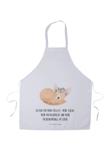Mr. & Mrs. Panda Schürze Wüstenfuchs Blumen mit Spruch in Weiß