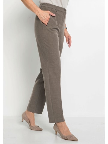 GOLDNER Bügelfaltenhose mit Melange-Effekt in taupe