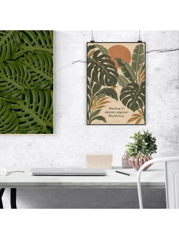 Mr. & Mrs. Panda Wandbild Monstera beruhigend Design mit Spruch in Weiß