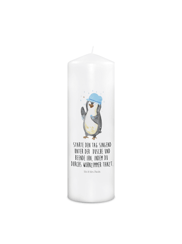Mr. & Mrs. Panda Kerze Pinguin Duschen mit Spruch in Weiß