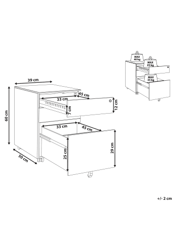 Beliani Büroschränke CAMI in Rosa - (W) 39 x (H) 60 x (L) 50 cm
