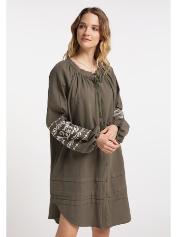 DreiMaster Damen Oversized Kleid in Olivgrün