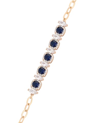 faina Women Crystal-Studded Chain Link Bracelet in Rose Gold Navy