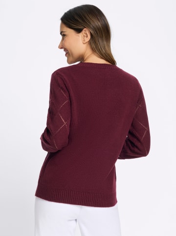 Sieh an! Ajour-Pullover in bordeaux