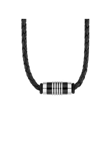 S. Oliver Jewel Halsband Edelstahl, IP Schwarz, Leder in Schwarz