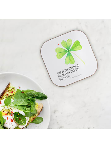 Mr. & Mrs. Panda Tassen Untersetzer Blume Kleeblatt mit Spruch in Weiß