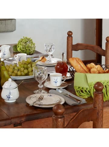 Villeroy & Boch 6er Set Kaffeetassen mit Untertassen Vieux Luxembourg 120 ml weiß-blau in weiß-blau