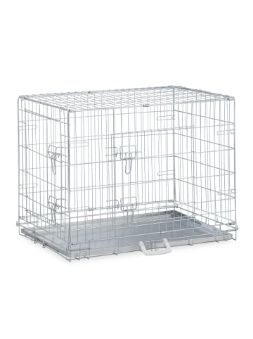 relaxdays Hundekäfig in Silber - (B)76 x (H)59 x (T)53 cm