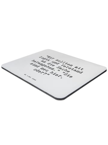 Mr. & Mrs. Panda Mouse Pad "Wir sollten mit Logik... mit Spruch in Aquarellblau