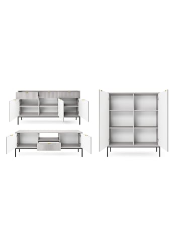 Feldmann-Wohnen Wohnzimmer-Set Nova Grau / Schwarz 3-teilig