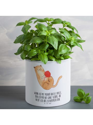 Mr. & Mrs. Panda Pflanzenkübel groß Katze Wolle mit Spruch in Weiß