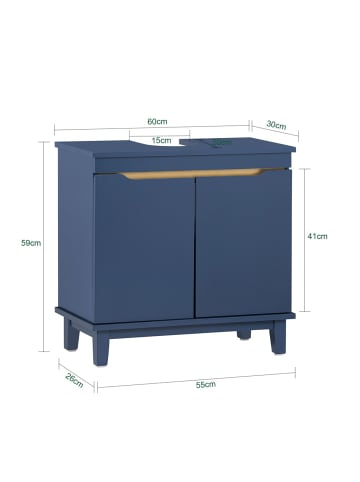 SoBuy Unterschrank in Matte Navy Blue - (W) 55 x (H) 59 x (L) 60 cm