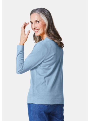 GOLDNER Kurzgröße:  Strickset Figurnahes Twin-Set aus Pima-Baumwolle in himmelblau