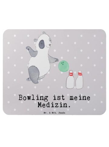 Mr. & Mrs. Panda Mauspad Panda Bowling mit Spruch in Grau Pastell