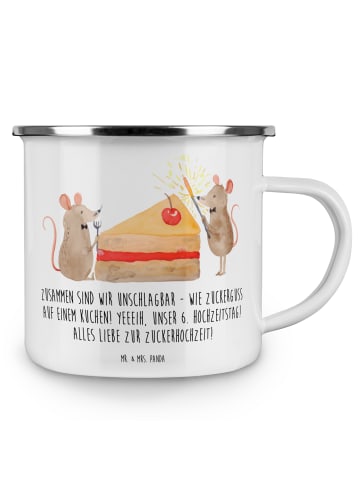 Mr. & Mrs. Panda Teetasse 6. Hochzeitstag Zuckerhochzeit mit Spruch in Weiß