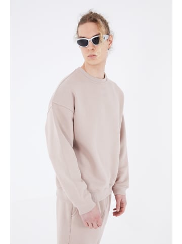 Ossy Homer Basic Sweatshirt Oversize Fit Pullover in Beige