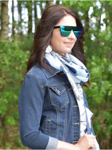 styleBREAKER Shield Sonnenbrille in Schwarz / Grün-Blau verspiegelt