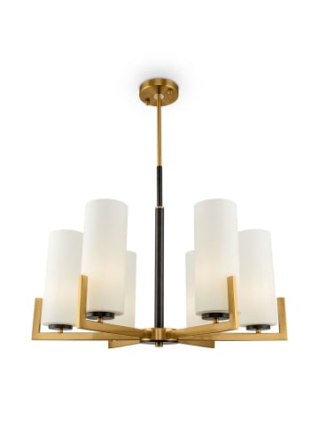 Licht-Erlebnisse Kronleuchter (B)67 x (L)67 x (H)52.4 cm in Messing Weiß Schwarz