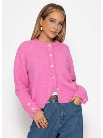 SASSYCLASSY Cardigan mit Perlenknöpfen in Pink