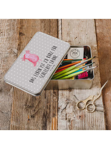Mr. & Mrs. Panda Erinnerungsbox Axolotl Glücklich mit Spruch in Grau Pastell