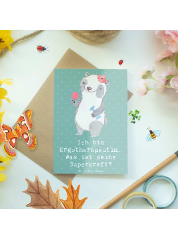 Mr. & Mrs. Panda babykarte Super Ergotherapeutin mit Spruch in Meeresbrise