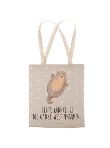 Mr. & Mrs. Panda Tote Bag Otter Umarmen mit Spruch in Grau Pastell