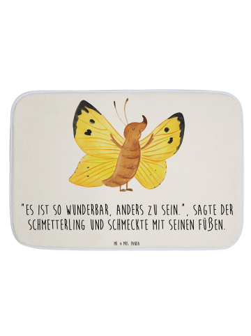 Mr. & Mrs. Panda Badematte Schmetterling Zitronenfalter mit Spruch in Weiß