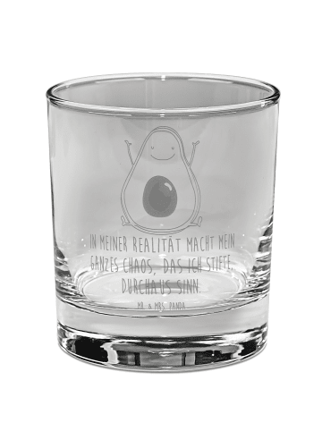 Mr. & Mrs. Panda Whiskey Glas Avocado Glücklich mit Spruch in Transparent