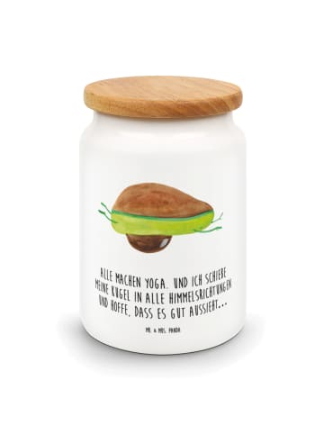 Mr. & Mrs. Panda Snackdose Avocado Yoga mit Spruch in Weiß