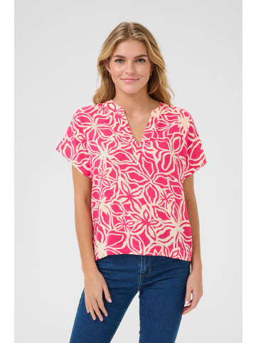 Kaffe Kurzarm-Bluse KAano Regular fit in Rasberry / Light Beige Flower
