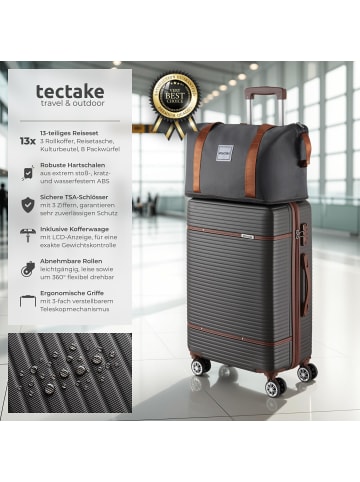 tectake Hartschalenkoffer-Set aus robustem ABS-Kunststoff mit Teleskopgriff