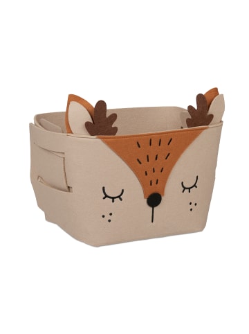 relaxdays 4 x Aufbewahrungskorb "Reh" in Braun - (B)27 x (H)24 x (T)18 cm
