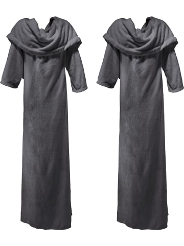 Erwin Müller Fleece Wohndecke XXL mit Ärmeln 2er-Pack Foggia in grau