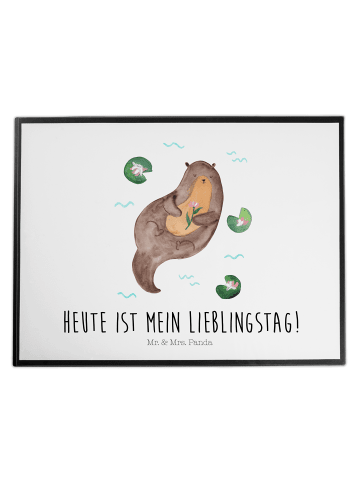 Mr. & Mrs. Panda Schreibtischunterlage Otter Seerose mit Spruch in Weiß