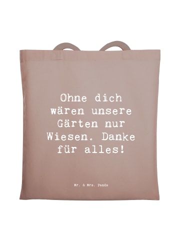 Mr. & Mrs. Panda Uni Tasche Spruch Dankbarer Gärtner mit Spruch in Braun Pastell