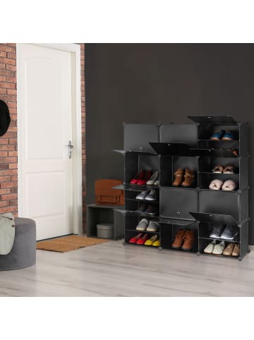 relaxdays Schuhschrank in Schwarz - (B)125x (H)125 x (T)31,5 cm