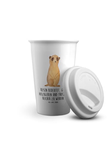 Mr. & Mrs. Panda Isolierbecher Erdmännchen mit Spruch in Weiß