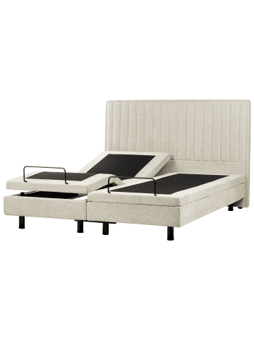 Beliani Doppelbett CASTELLAN in Beige/Schwarz - (W) 180 x (H) 120 x (L) 216 cm