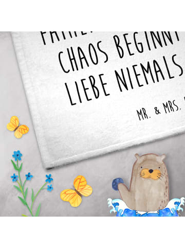 Mr. & Mrs. Panda Gästehandtuch Igel Familie mit Spruch in Weiß