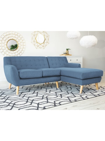 Beliani 3-Sitzer Sofa MOTALA in Blau/Braun - (W) 176 x (H) 76 x (L) 138 cm